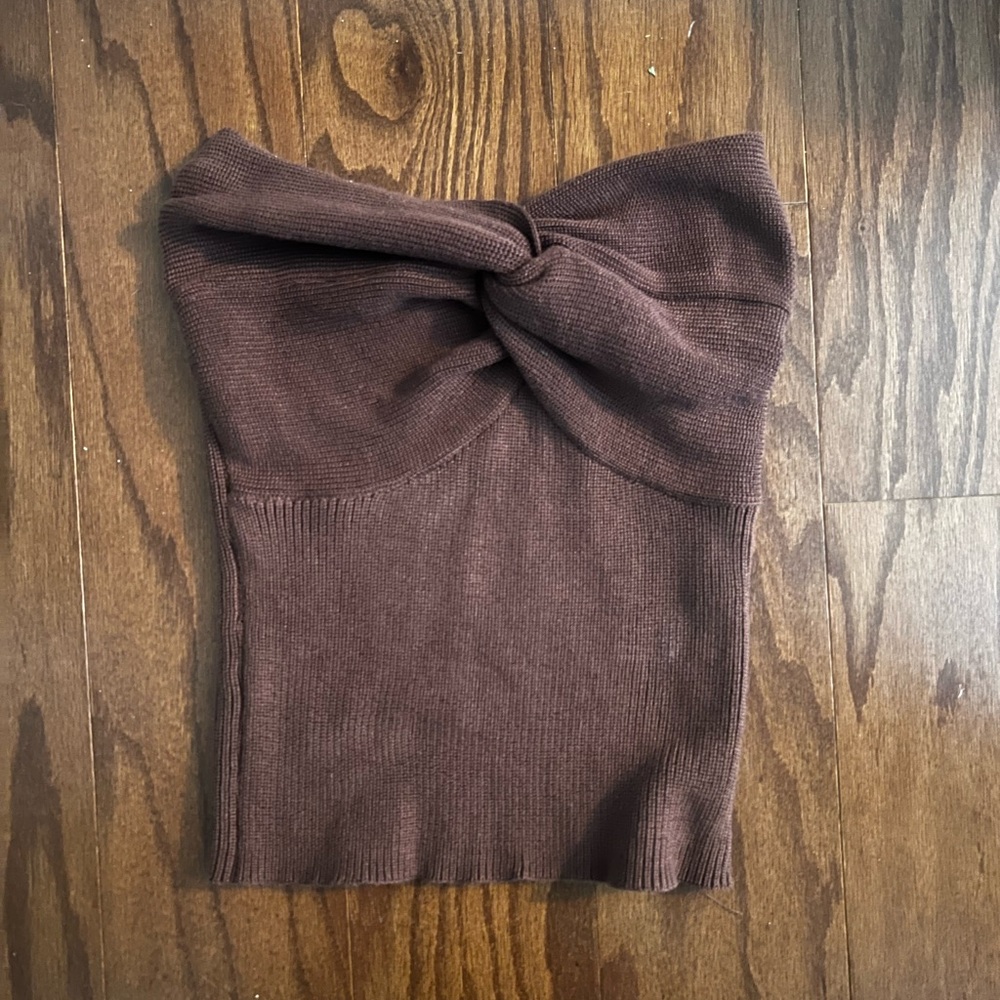 Brown strapless top